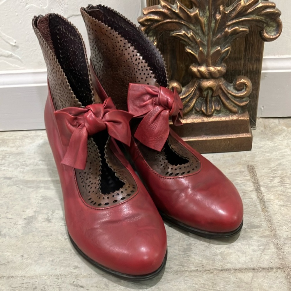Everybody BZ MODA Elegant Red Leather Women's Shoes Ankle Booties